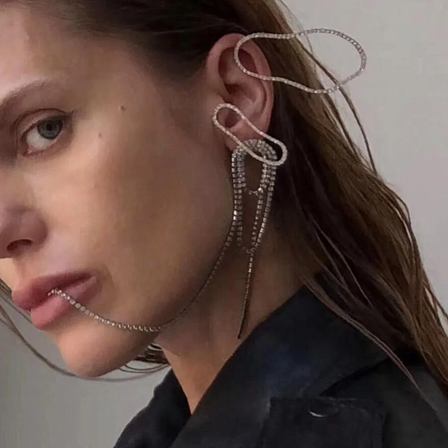 

High Quality Shiny Rhinestone Dangle Earrings For Women Fashion Jewelry Brand Show Statement Earrings Accessories Hot Sale