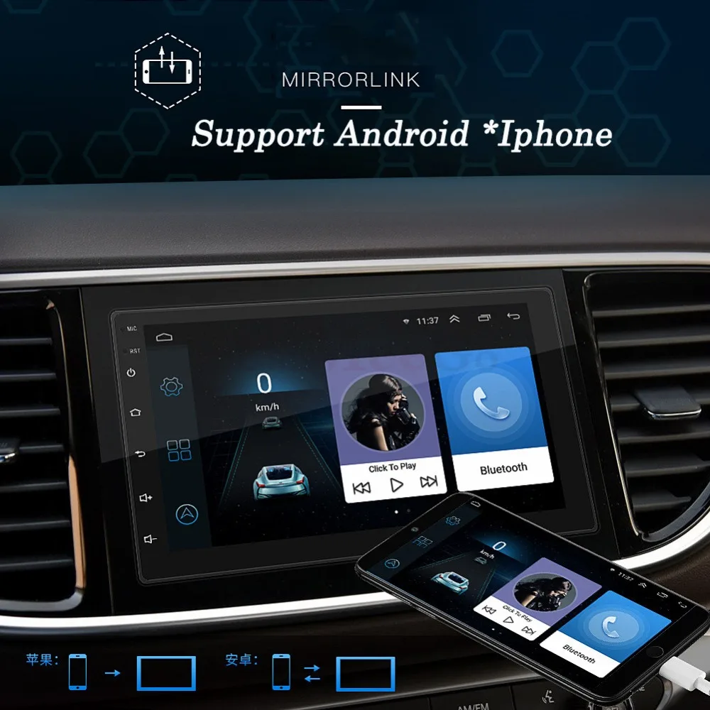 Car Multimedia Player Andriod 8.1 2 din GPS Navigation Bluetooth Car Audio Wifi USB Mirror Link Stereo Autoradi Car Monitor Cam (14)
