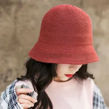 MAXSITI U новая однотонная вязаная Панама модные летние шапки для женщин Повседневная Рыбацкая шляпа