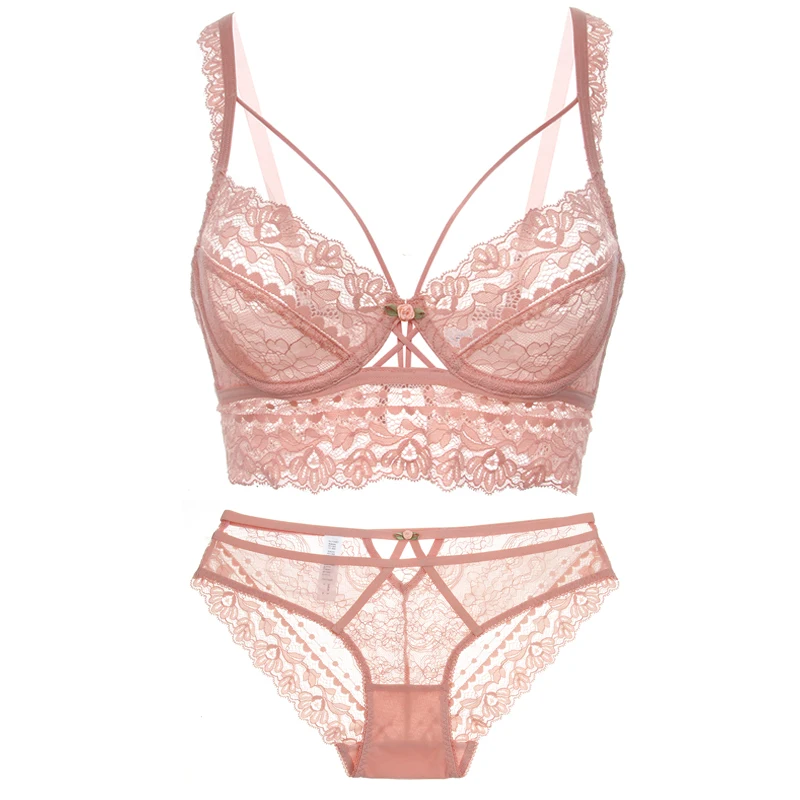 thumbnail image 1 of CINOON-Conjunto de sujetador de vendaje para clásico superior, lencería de realce, ropa interior de encaje, bragas transparentes sexys para mujer, 1 of 5