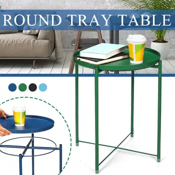 

Nordic Simple Iron Double-layer Small Tea Table Corners Round Coffee Table Lving Room Mini Sofa Side Table