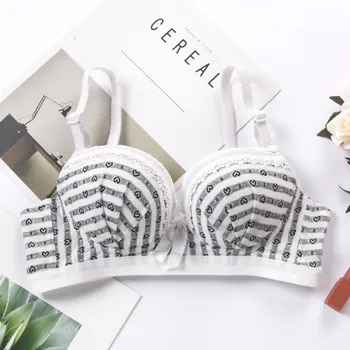 

Cotton Thin Section Love High School Students Developmental Period Girl Bra Student Stereo Cup Without Steel Ring Bra QHAG