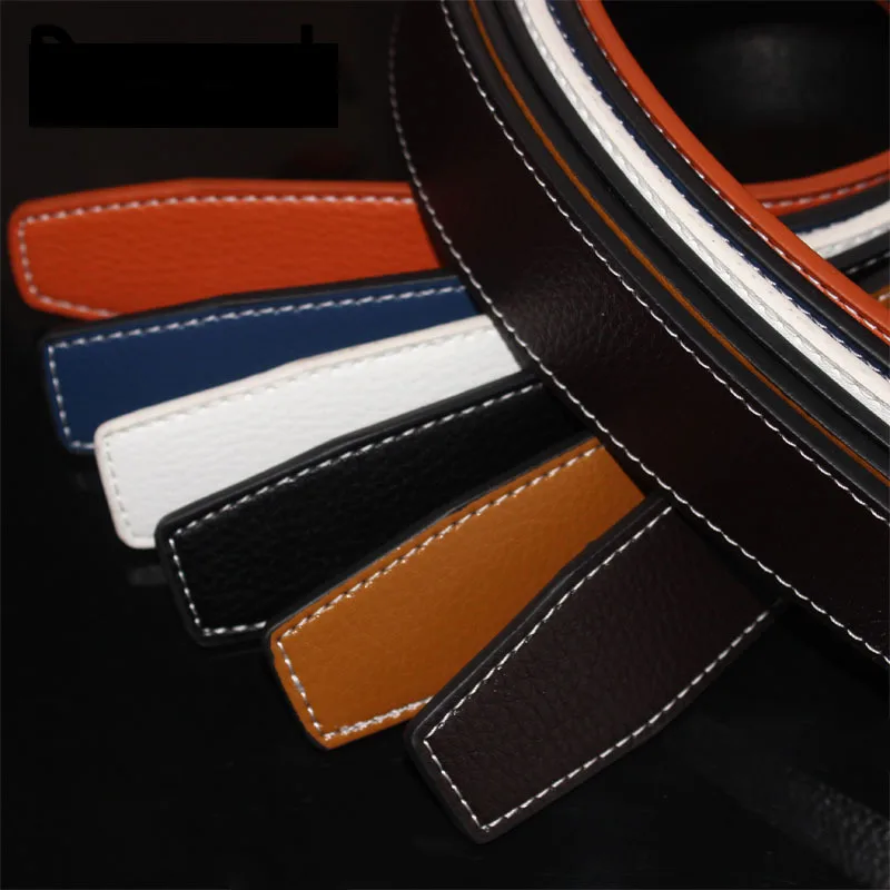 Deepeel1pc 3.3-3.7cm*105-125cm Men's Leather Belt body Without Buckle waistband Casual Pants Decoration wide business Belt YK636