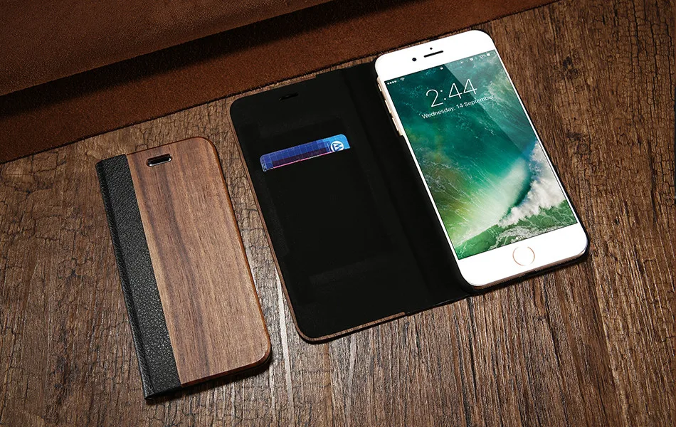 NORTHFIRE Bamboo Natural Wood Case For iPhone 11/11 Pro Max XR X XS Max 6/6S/7/8 Plus PU Leather Flip Cases ForP30 Pro Pouch