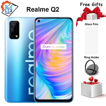 Перейти на Алиэкспресс и купить Оригинальный Realme Q2 5G мобильный телефон 6,5 дюйм120 Гц в полноэкранном режиме 4G + 128G Dimensity 800U Octa Core 5000 мА/ч, Батарея 48MP Камера смартфон