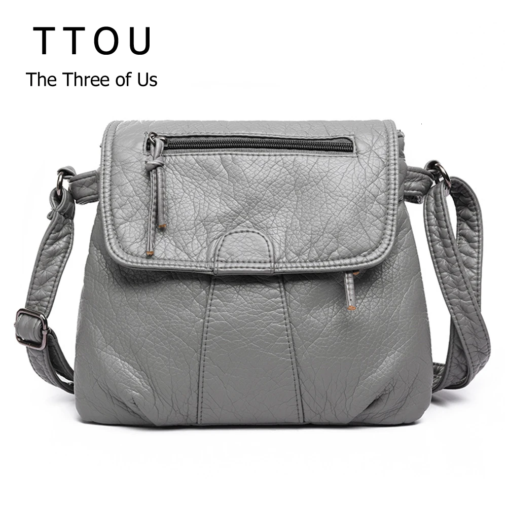 TTOU Soft Leather Women Messenger Crossbody Bag Retro Famale Shoulder Quality Lady Solid Handbag | Багаж и сумки