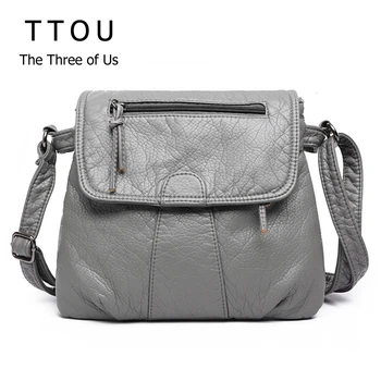 

TTOU Soft Leather Women Messenger Crossbody Bag Retro Famale Shoulder Bag Women Quality Leather Bag Shoulder Lady Solid Handbag