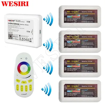 

MiLight 2.4G 4 Zone WIFI LED Controller iBox+ RF Touch Remote+RGB RGBW Controller for RGB RGBW LED Strip Lights DC12V-24V