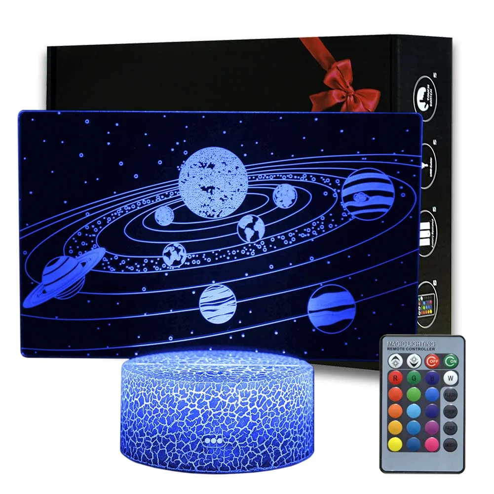 

3D Optical illusion Touch LED Night Light Home Room Decor Solar System Visual Illusion Desk Lamp Creative gifts for Holidays