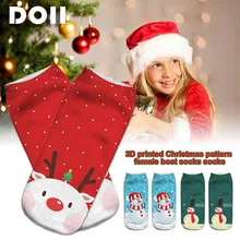 Новые дизайнерские рождественские носки с Санта Клаусом женские хлопковые короткие зимние носки с оленем Милые Носки с рисунком снеговика подарок на год