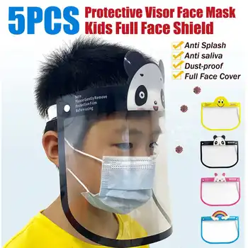 

5pcs Transparent Face Shield For Kids Fog-proof Adjustable Dust-proof Protective Rotatable Head-Mounted Full Face Masks