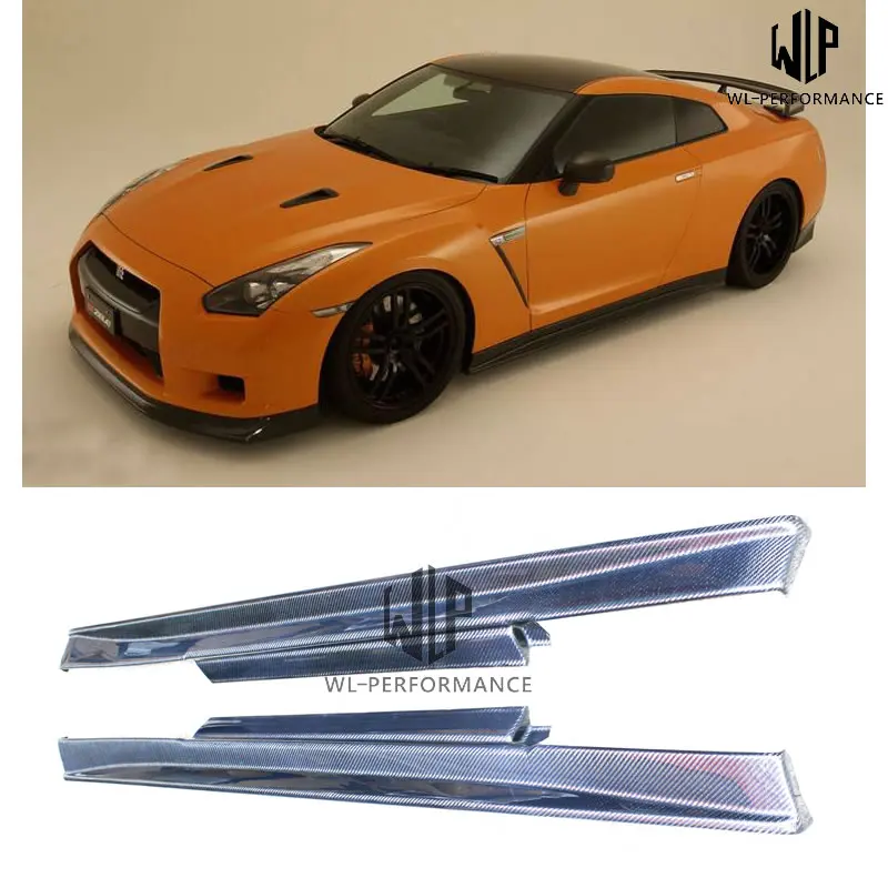 GTR GT R R35 высококачественные боковые юбки из углеродного волокна Стайлинг