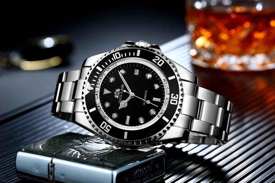 Automatic Self Wind Mechanical Stainless Steel Strap Gold Silver Gradient Black Blue Dial Date Business Men_voghion.com