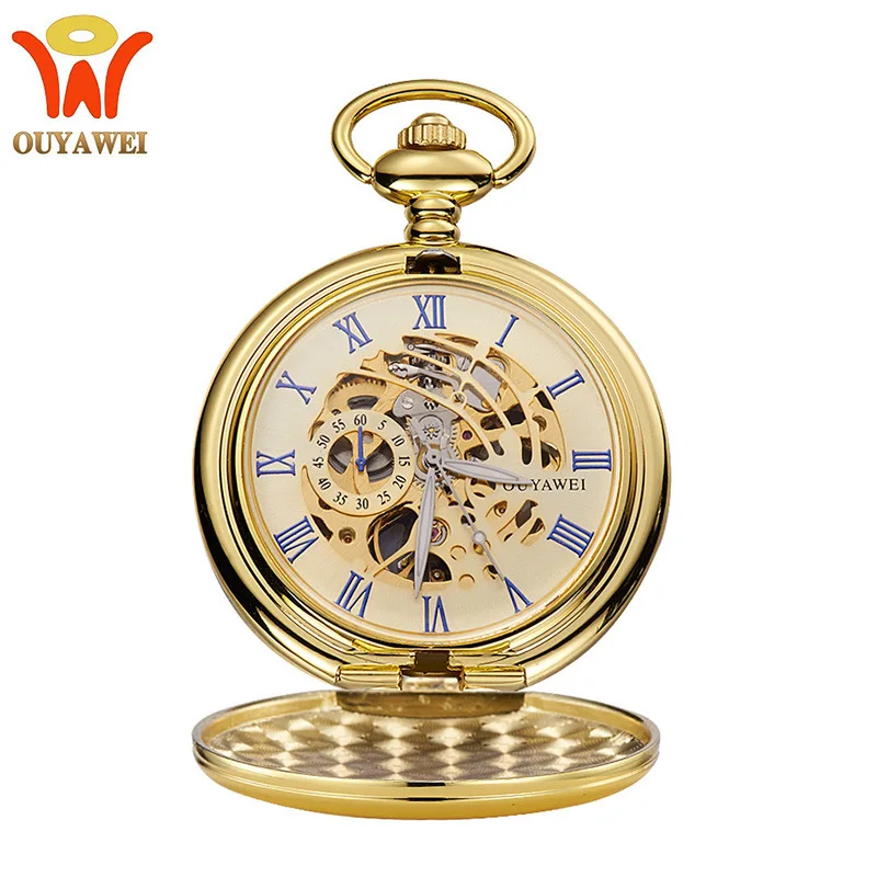 

Watch Machinery Men Retro Transparent Back Waterproof Hand-Wound Mechanical Pocket Watch