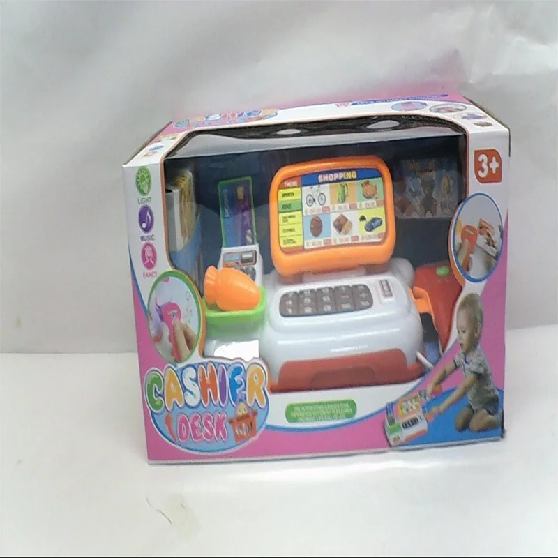 

Educational Model with Light And Music Supermarket Cash Register Children Play House Fruit Set Shopping Cashier Desk