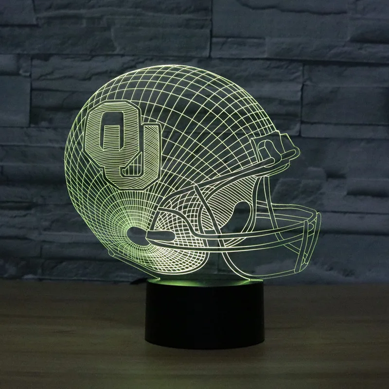 

2019 Foreign Trade Football Helmet Oklahoma sooners 3D Colorful Touch Remote Control Gift LED Light 8059