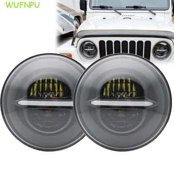 

7inch Round High Low Beam Led Headlight DRL white 50W Yellow Turn Signal For Jeep Wrangler lada niva 4x4