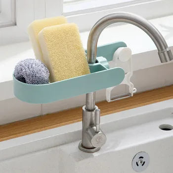 

Faucet Rack Home Kitchen Free Punch Rag Sponge Brush Drain Rack Multifunction Sink Storage Shelf