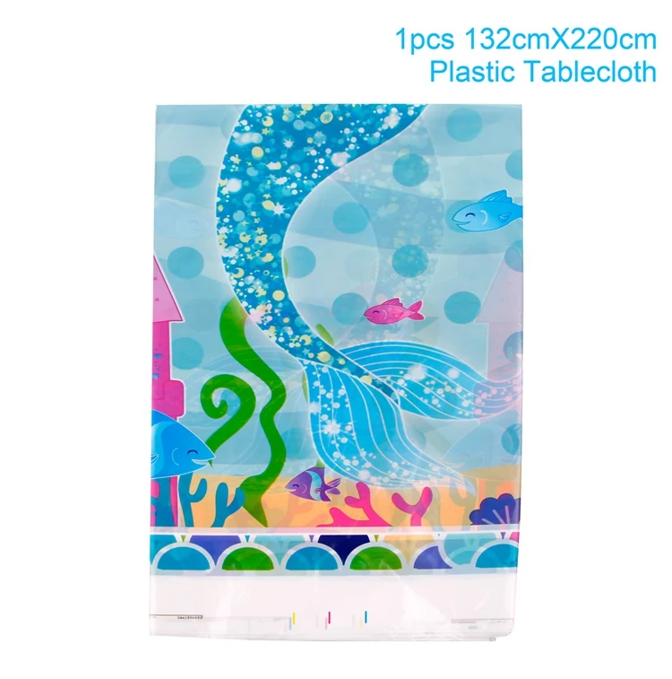 Mermaid Tablecloth Huiran Русалка фоторамка Русалка День Рождения Декор под морем вечерние украшения Русалочка предметы для вечеринки, сувениры для детей - Цвет: Mermaid Tablecloth