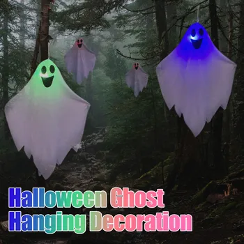 

3PCs New Creative Halloween Ghost Hanging Decoration Outdoor Decor With LED Light Bar haunted house horror Decor Can Wholesale