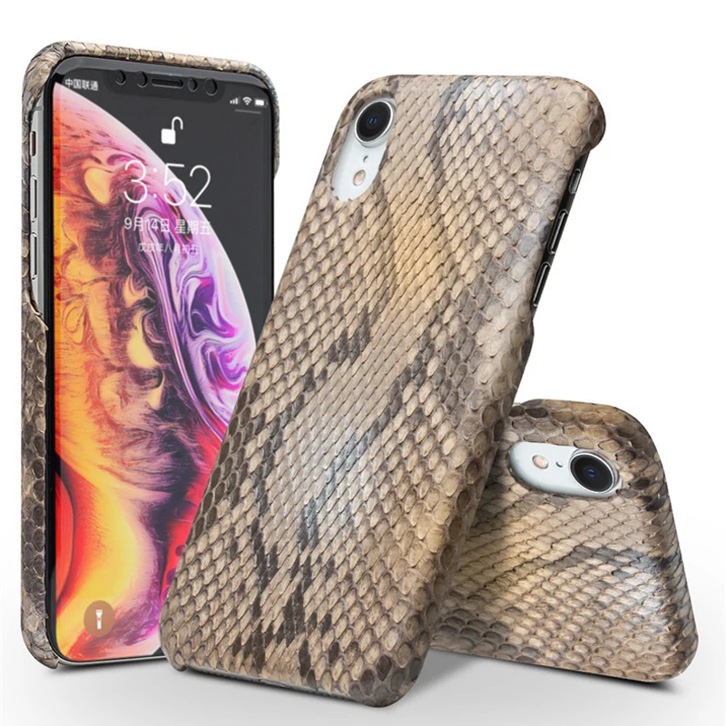 

Customized product! Nature Genuine Leather Python Skin Back Cover for iPhone X XS XR Max Luxury Ultra Thin Back Cover Cases