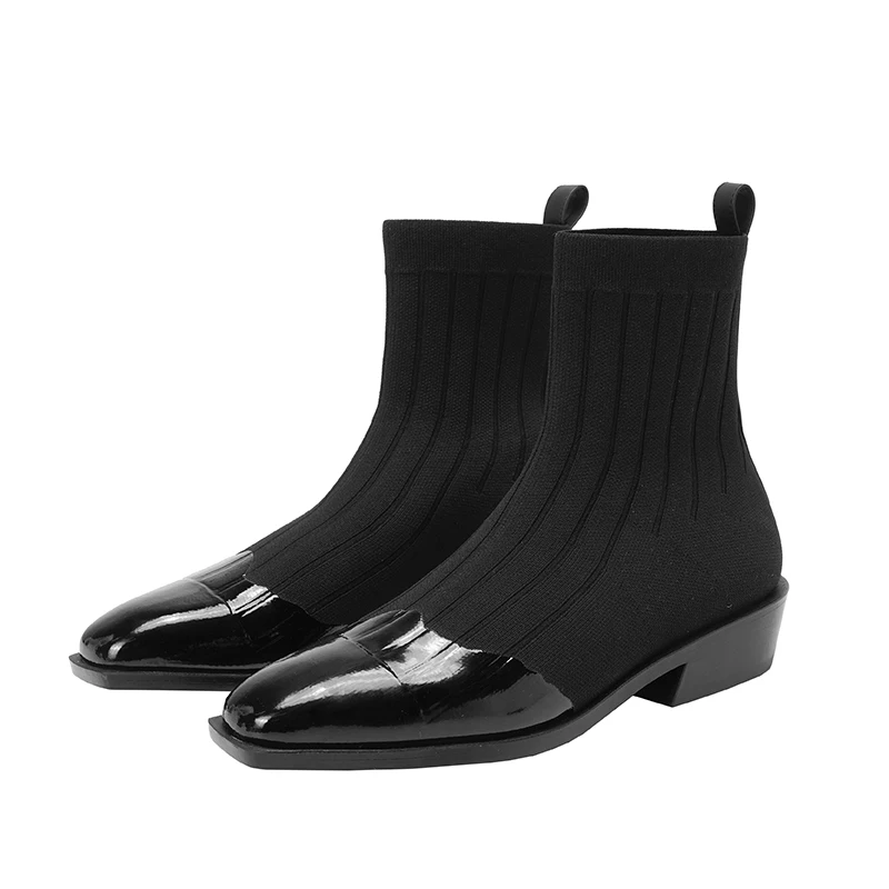 

2019 autumn and winter new knit elastic boot low heel thick with Martin boots women socks short boots casual short ankle boots