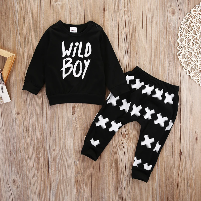 UK Wild Boy/хлопковый топ для новорожденных мальчиков, футболка+ штаны, леггинсы, комплекты одежды