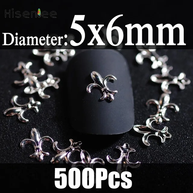 Gold and Silver Nails Accessories The Shape Of Leaf Cross and Sea Turtle For DIY Nail Art Decorations 500Pcs/Bag - Цвет: N10061-034