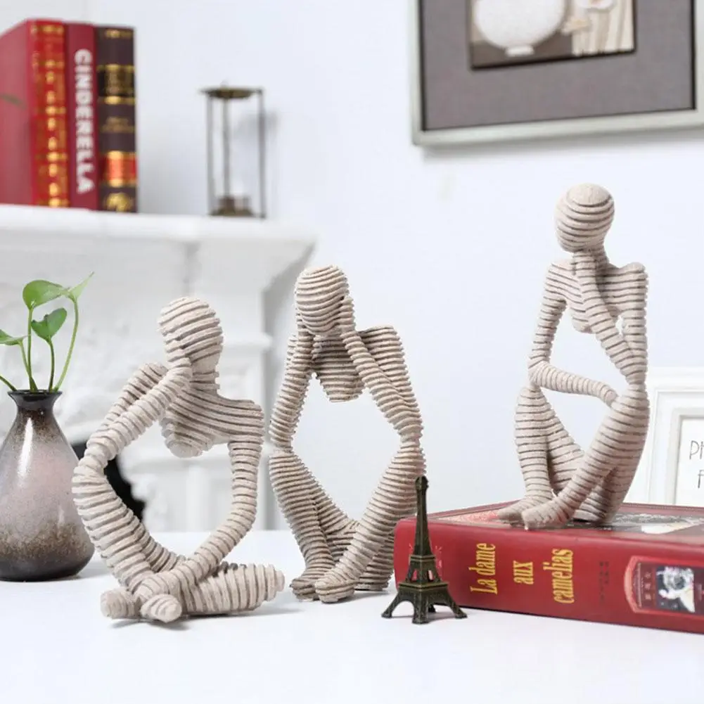 

European Style Abstract Thinker Statue Sculpture Dented Figurine DIY Home Stable Decor Art Crafts Living Room Office Decoration