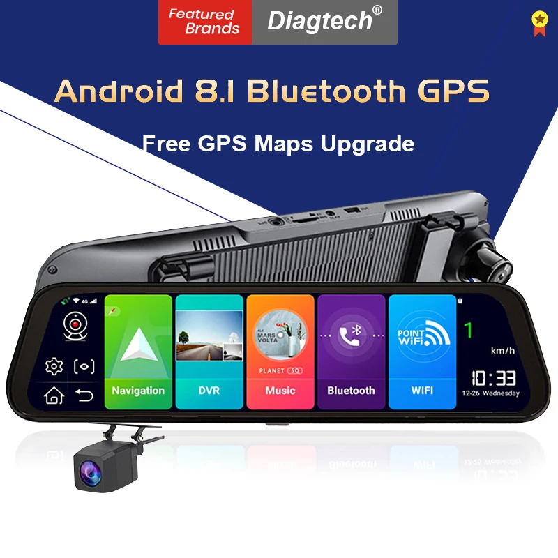 4G 10 ''Автомобильный видеорегистратор на зеркало Android 8 1 с камерой заднего вида