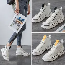 New 2019 autumn trend women's shoes leather students leisure tide take hot letters high shoes thick white shoes