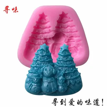 

Ruminate Snowman Christmas Tree Silicone Mold Chocolate Fondant Mold DIY Baking Tool Handmade di jiao mo