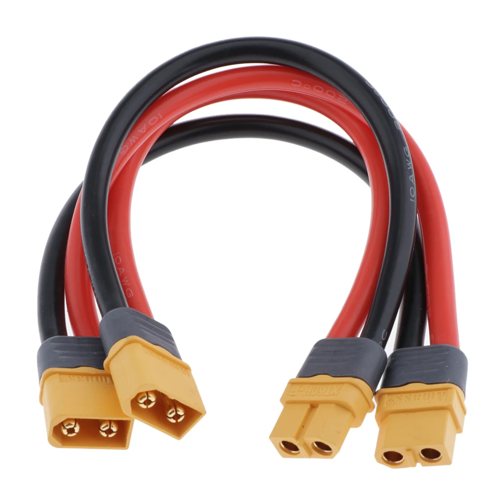 2 lot RC Battery Charger 10AWG XT60 Plug Male Female Extension Cable Wire
