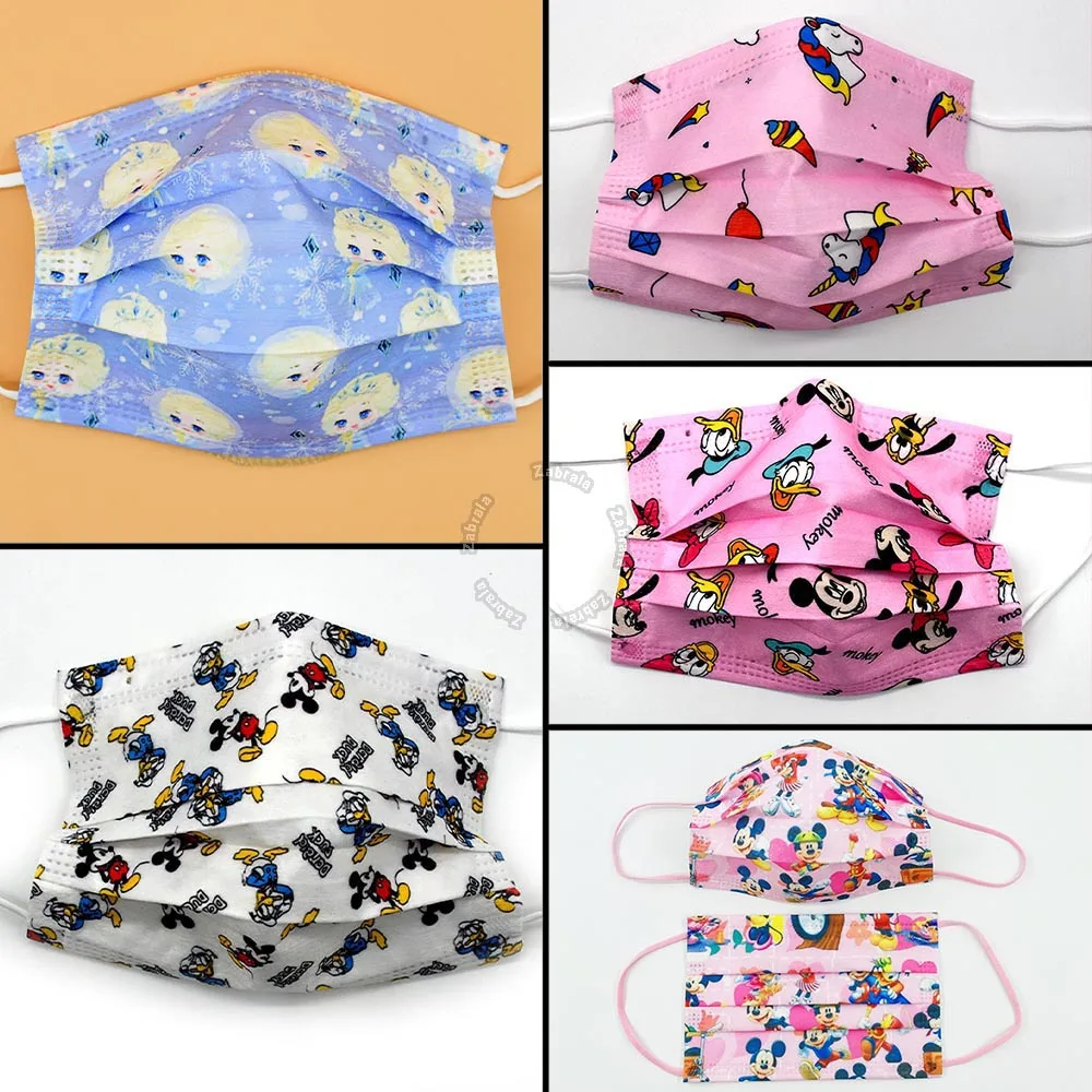 

50/100Pcs Disposable Child Mouth Masks Cute Cartoon Disney Anime Face Mask Kids Mascara 3 Layer Filter Protective Anonymous Mask