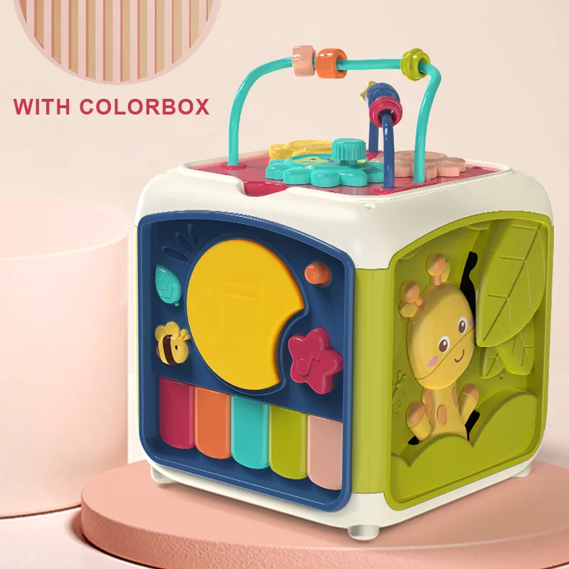 Baby Montessori Toys for Kids 2 to 4 Years Old Polyhedron Cube Eletric Drum Piano Music Educational Toys for Bebe 0 12 Months