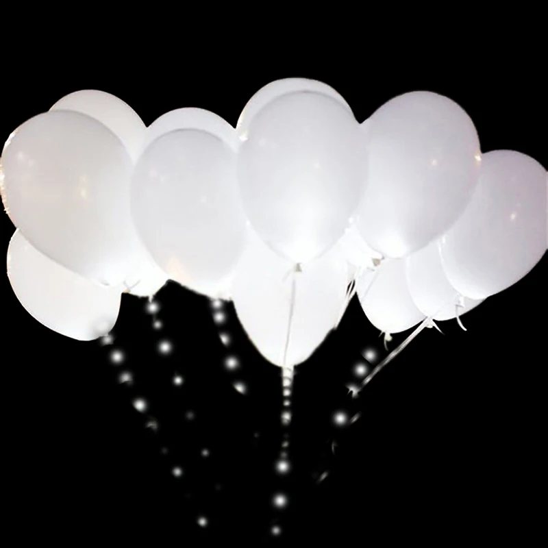5pcs LED Balloon Luminous Light Ball 12 Inches White Latex Glow Birthday Party Holiday Wedding Decor Supplies | Дом и сад