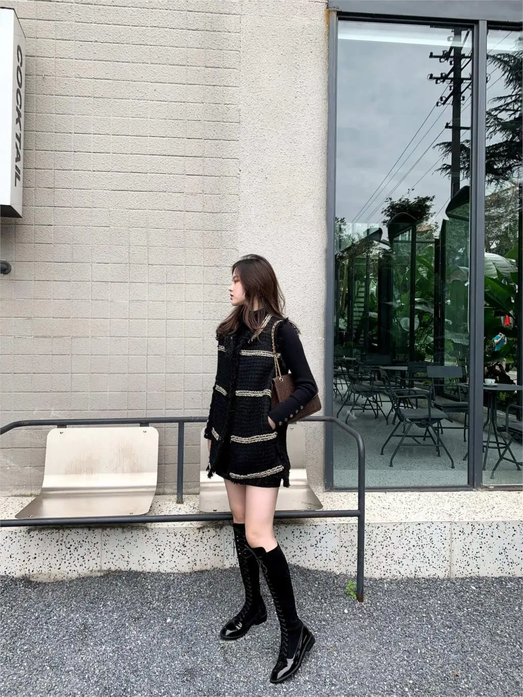 Bottes femme new winter shoes women's riding boots cow leather patchwork flock handsome British lace up rivets knee-high boots