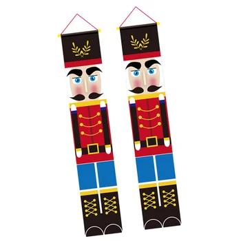 

1 Pair Christmas Decoration Walnut Soldier Door Curtain Hanging Cloth Door Sign Front Door Ornament Christmas Party Supplies for