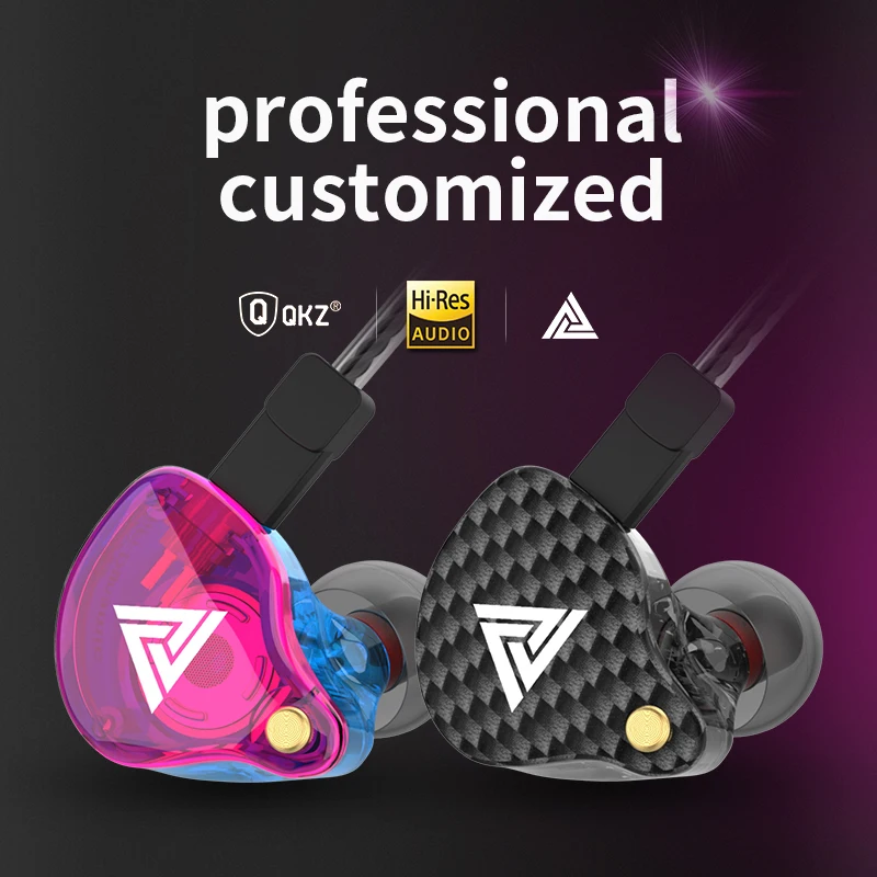 Original QKZ VK4 Colorful DD In Ear Earphone Headset HIFI Bass Noise Cancelling Earbuds With Mic Replaced Cable Earphone