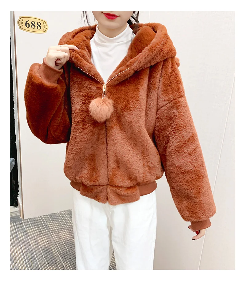 Женские милые толстовки, пальто, одноцветные, свободные, на молнии ...