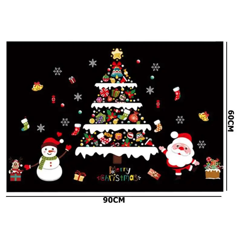 DIY Merry Christmas Wall Sticker Showcase Home Window Glass Sticker Santa Claus Christmas Tree Wall Stickers Natal Navided
