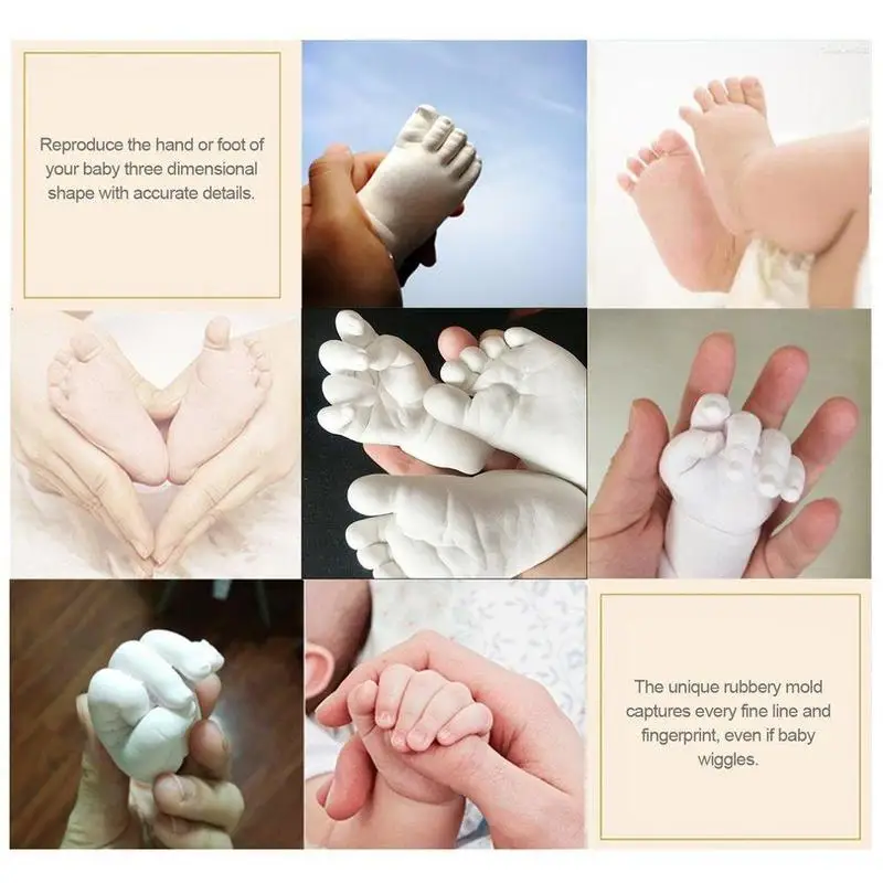 Molde de yeso en 3D para modelado de bebés, Mini Kit de arcilla para modelar, con huellas hechas a mano