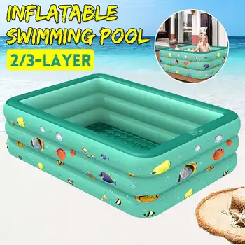 

120-210cm Outdoor Indoor Thickened Square Inflatable Swimming Pool Portable Foldable Adult Child Pool PVC Bath Tub