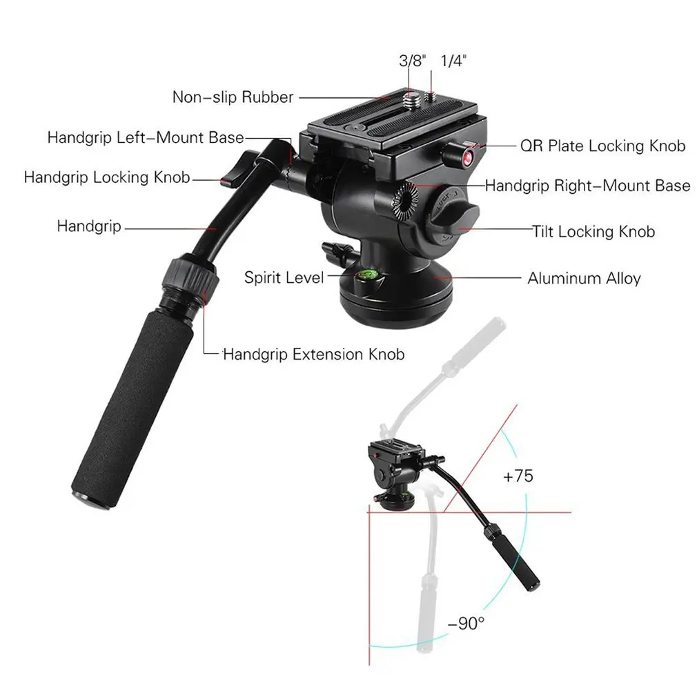 Video Camera Tripod Fluid Dragging Action Pan Head Hydraulic Panoramic Photographic Head For Canon Camera