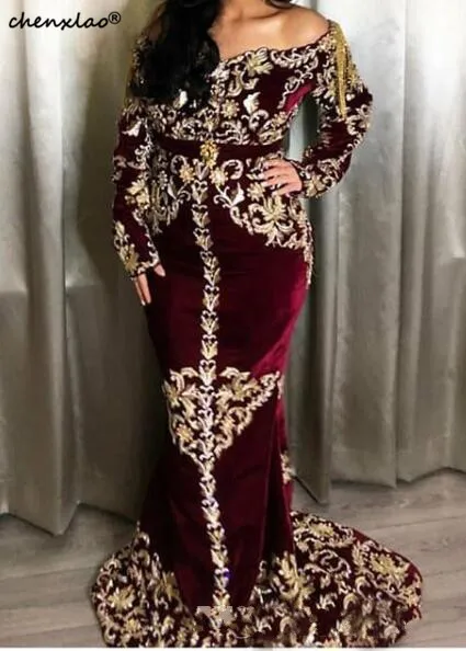 

New Design Muslim Royal Long Formal Prom Dresses Arabic Straight Floor Length Off Shoulder Prom Dress Vestidos Evening Dress