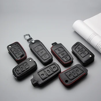 

Genuine Leather Car Key Case Cover For Skoda Octavia A7 2 3 Rapid A5 Karoq Kodiaq Anti-wear Protective Key Shell Car Styling