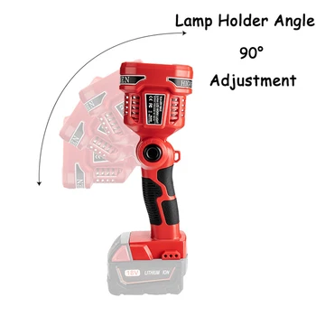 

12W Pistol/Portable Spotlight Work LED Torch Warning Lamp Flashlight For Milwaukee M18 Li-Ion Battery with USB Outdoor Light