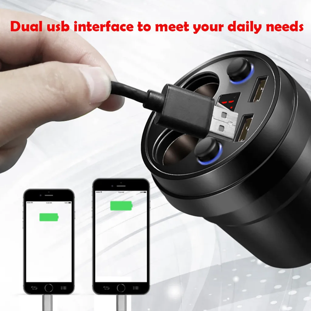 Автомобильное зарядное устройство 2 USB DC/5 V 3.1A чашка питания адаптер прикуриватель разветвитель зарядное устройство для мобильного телефона s с напряжением светодиодный дисплей