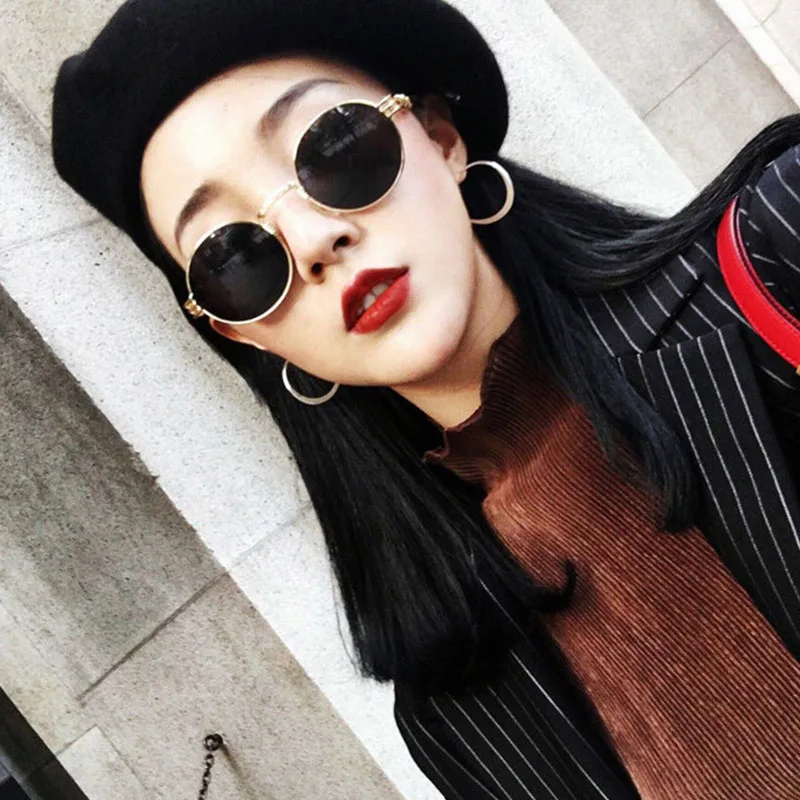 

Retro Sunglasses Women Glasses Steam Punk Round Metal Sunglasses Men Women Leg Colorful Rimmed Eyewear UV400 Sun Glasses