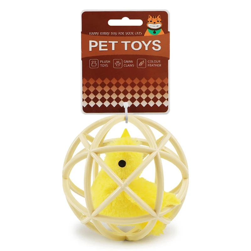 Электронная игрушка для кошек с скрипучим котом, игривый Сферический тканый шар в клетке, плюшевая кукла, Интерактивная игрушка для кошек Gatos